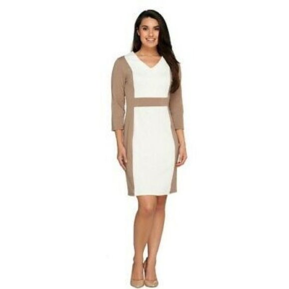 NWT LIZ CLAIBORNE NY PONTE KNIT V-NECK DRESS 20P - Picture 1 of 11